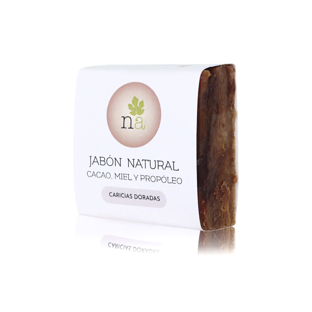 Jabón natural de cacao, miel y propóleo | Caricias doradas