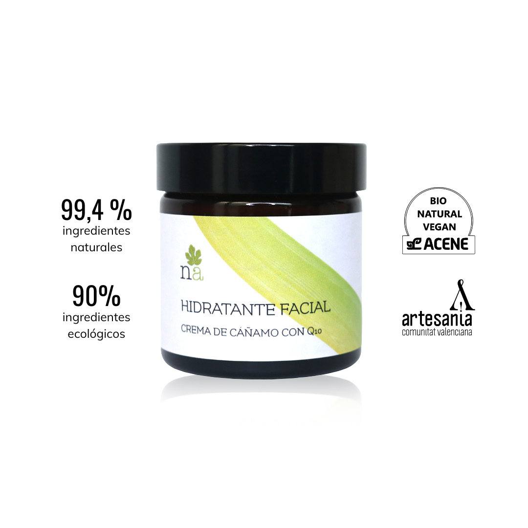 Crema facial hidratante de cáñamo con Q10
